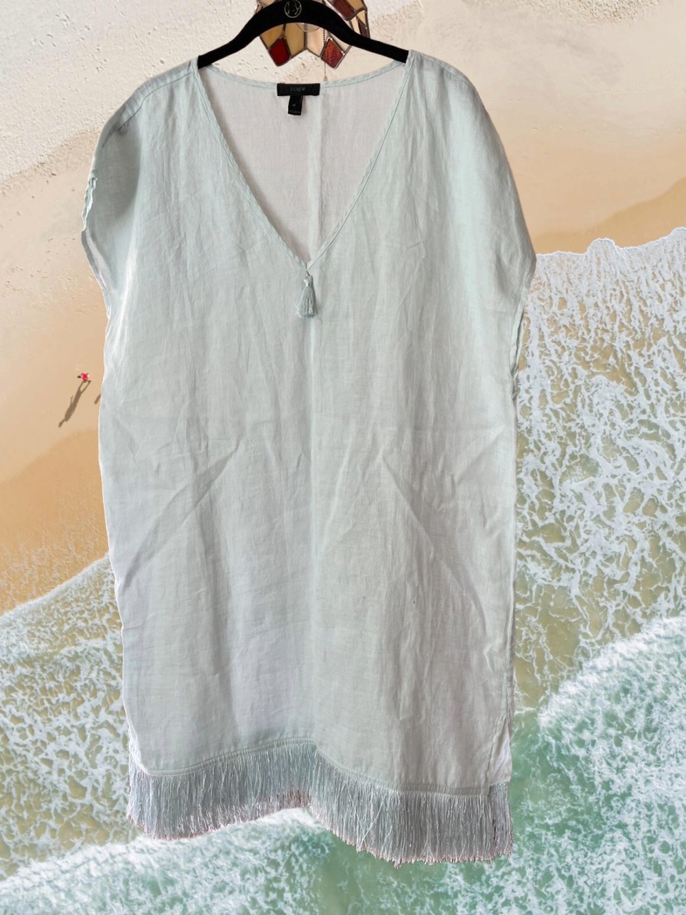 Linen tassel beach coverup dress